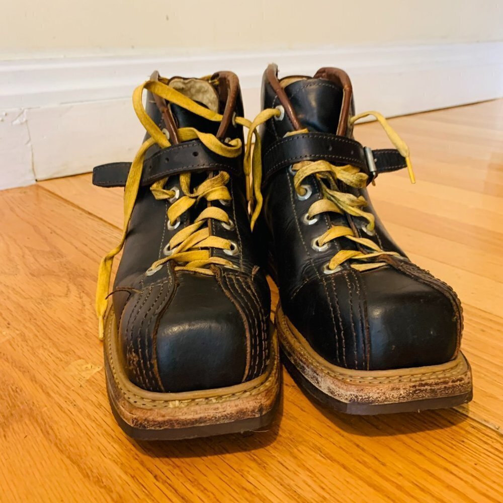 VINTAGE JC Higgins WW2 US Ski Mountain Leather Boots Steampunk - Picture 5 of 16